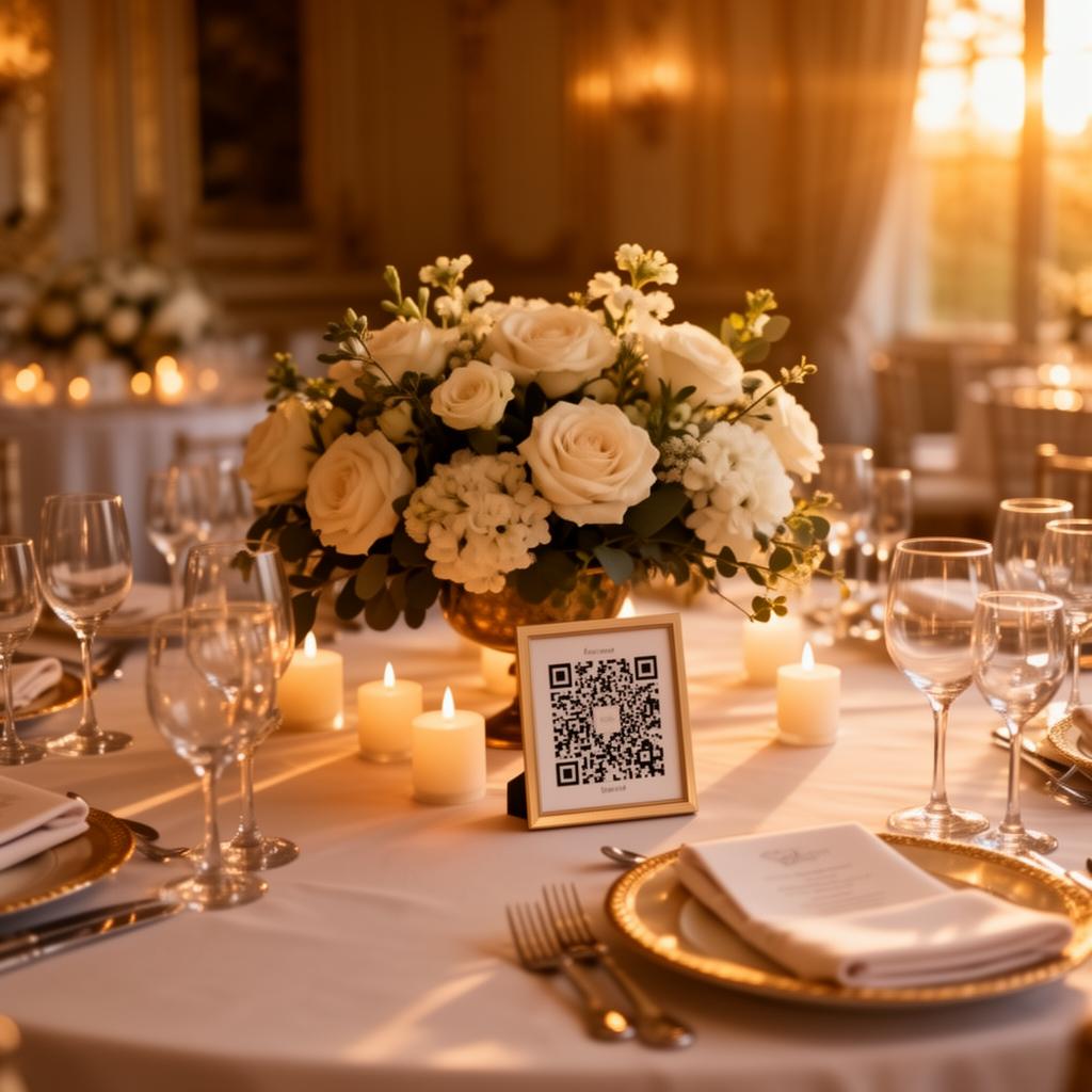 Wedding table with QR code sign